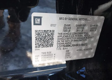 2017 Cadillac Escalade Luxury z USA, uszkodzony, nr VIN 1GYS4BKJ8HR378471